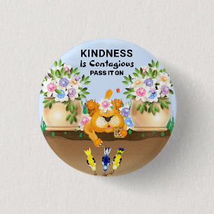Cat Feeding Birds Friendship Kindness 3 Cm Round Badge