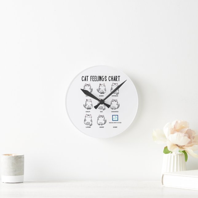 Cat Feelings Chart Round Clock (Home)