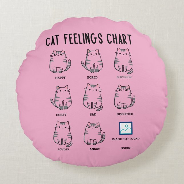 Cat Feelings Chart Round Cushion (Front)