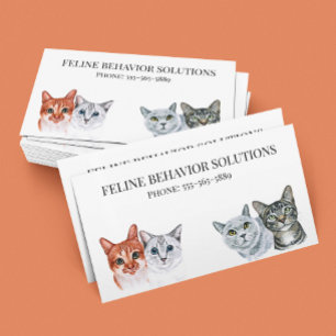 Cat Feline Watercolor Business Service Business Card