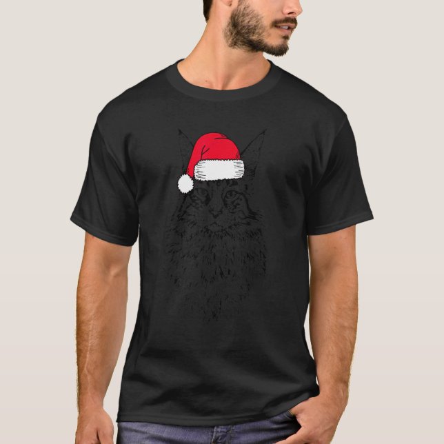 Cat Felines Santa Christmas Cat T-Shirt (Front)