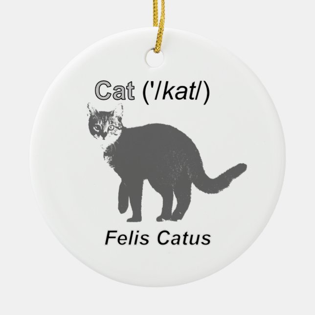 Cat Felis Catus Ceramic Tree Decoration (Front)