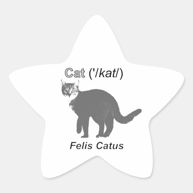 Cat Felis Catus Star Sticker (Front)