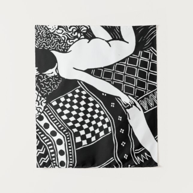 Cat Felix Vallotton Lady Bed Laziness La Paresse Tapestry (Front)