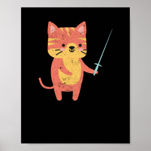 Cat fencing funny cats lover kittens poster