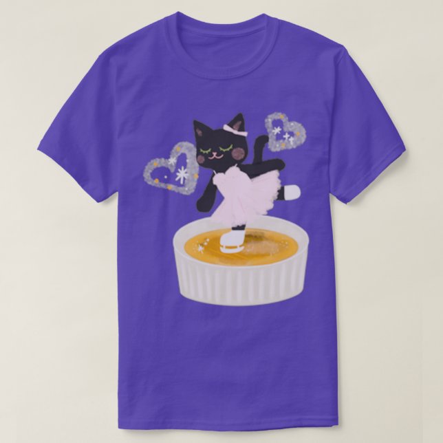 Cat figure skating on a creme brulee T-Shirt (Design Front)