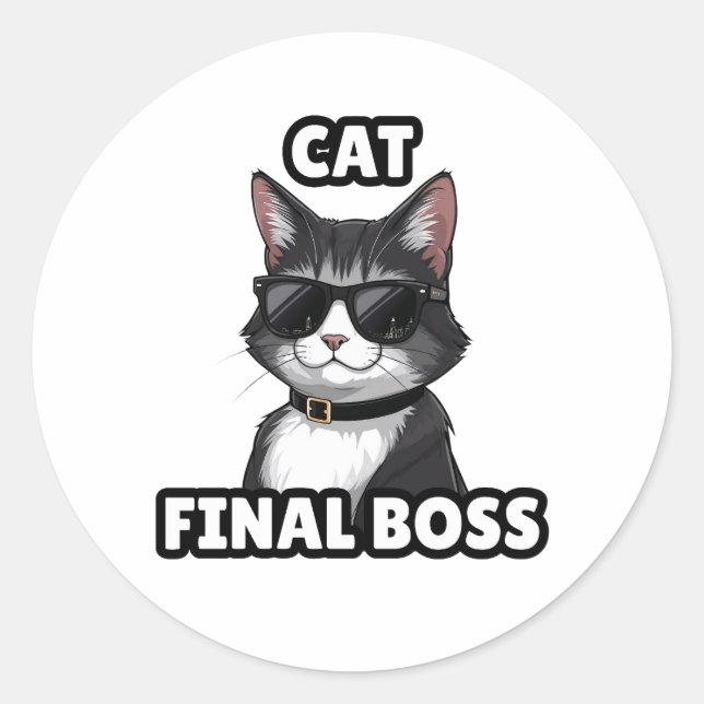 Cat Final Boss Cool Sticker (Front)