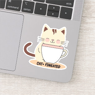 Cat-fineated Cat with Coffee Waterproof 