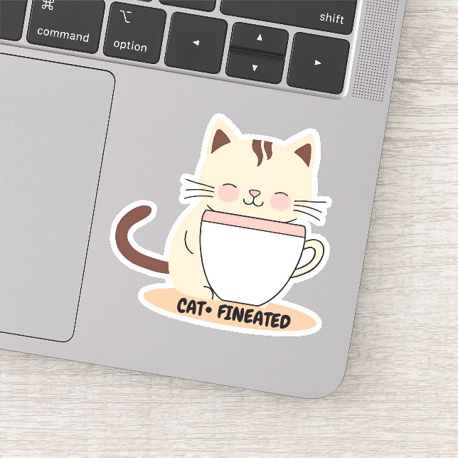 Cat-fineated Cat with Coffee Waterproof  (Detail)