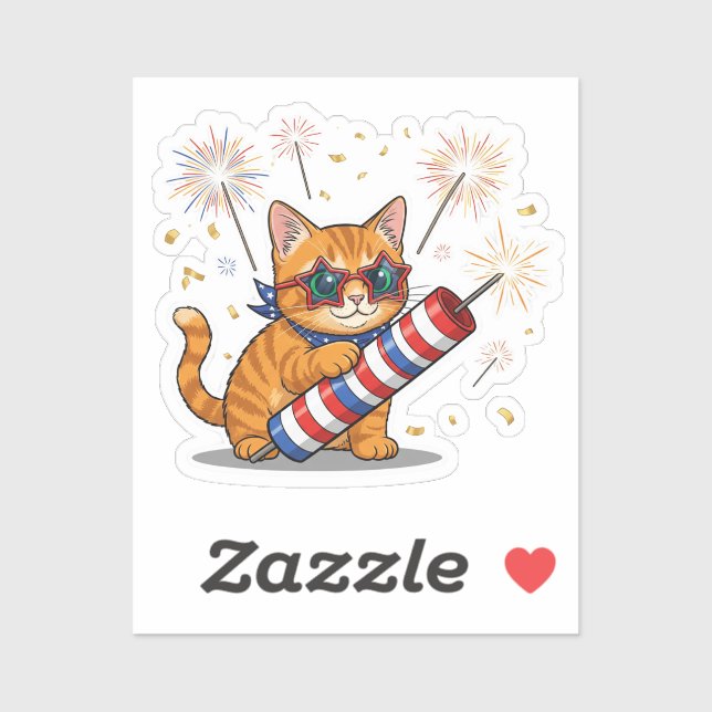 Cat & Firecracker – 4th of July (Sheet)