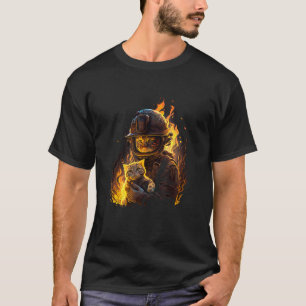 Cat Firefighter to the Rescue Design for Animal Fa T-Shirt
