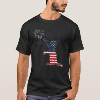 Cat Fireworks 4th Of July American Flag Patriotic T-Shirt