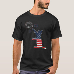 Cat Fireworks 4th Of July American Flag Patriotic T-Shirt