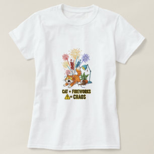 Cat + Fireworks = Chaos – Funny Cat Owner T-Shirt