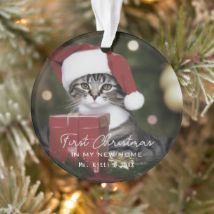 Cat First Christmas in New Home Photo Ornament