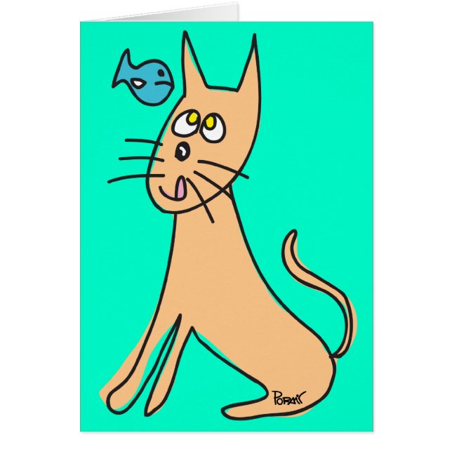 Cat & Fish Blank Card (Front)