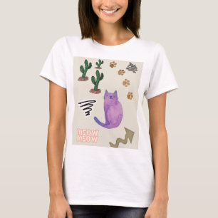 Cat Fish Cactus Meow Paws T-Shirt