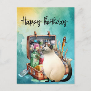 Cat Fishing lovers  birthday fishing  Postcard