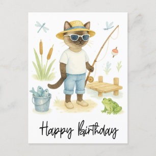 Cat Fishing lovers  birthday fishing  Postcard