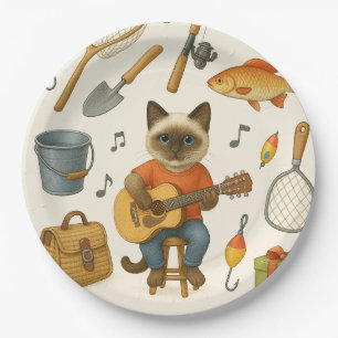 Cat Fishing Lovers  Paper Plate