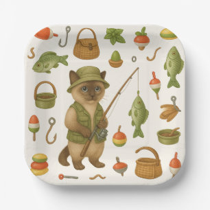 Cat Fishing Lovers  Paper Plate