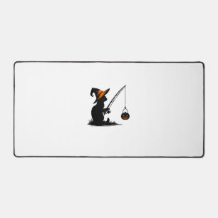 Cat Fishing Pumpkin Halloween Costume Cat Lover Desk Mat