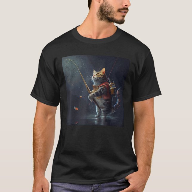 Cat Fishing Space  T-Shirt (Front)