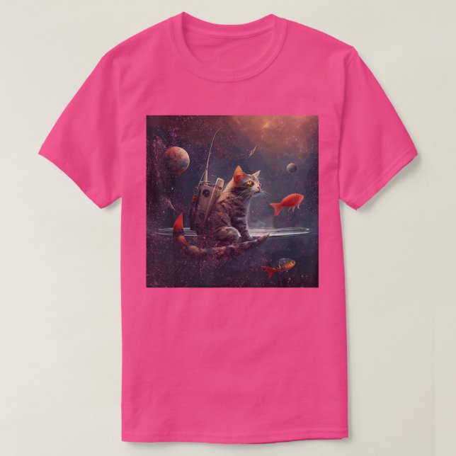 Cat Fishing Space  T-Shirt (Design Front)