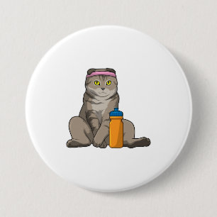 Cat Fitness Drinking mug 7.5 Cm Round Badge