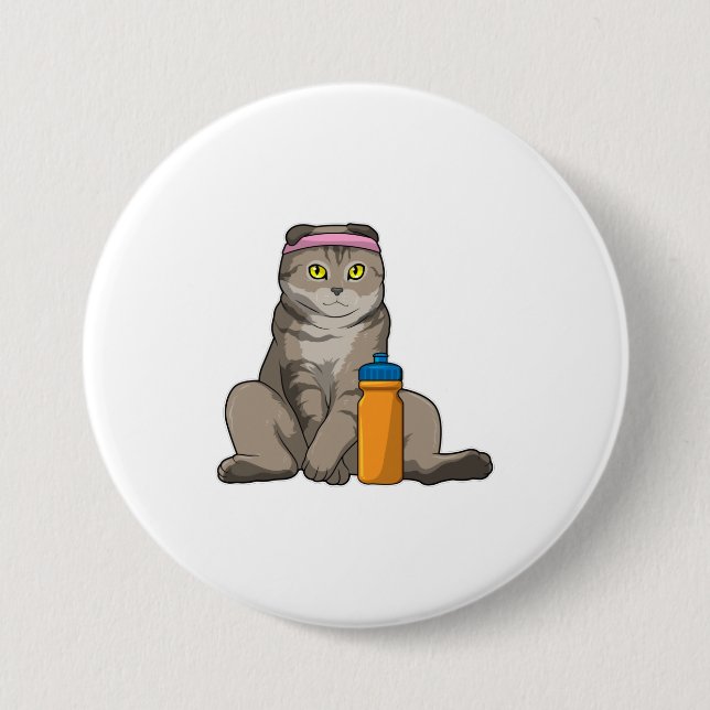 Cat Fitness Drinking mug 7.5 Cm Round Badge (Front)