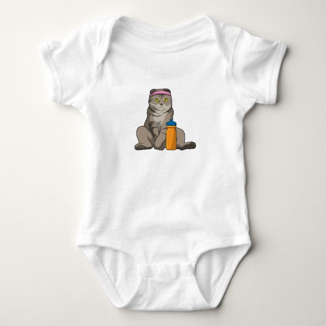 Cat Fitness Drinking mug Baby Bodysuit (Front)