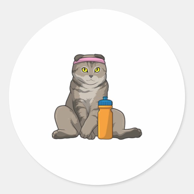 Cat Fitness Drinking mug Classic Round Sticker (Front)