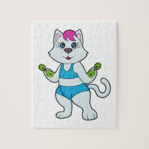 Cat Fitness Dumbbell Jigsaw Puzzle