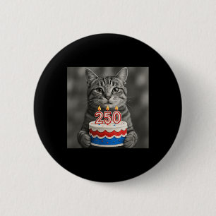 Cat Flag 250 Years 1776-2026 250th Birthday Cake 6 Cm Round Badge
