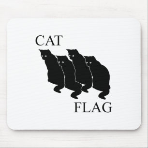 Cat Flag Funny Black Flag  Mouse Mat