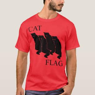 Cat Flag Funny Black Flag  T-Shirt