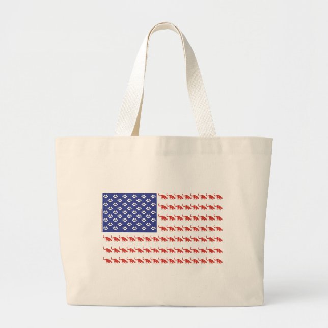 Cat-Flag-Tee Large Tote Bag (Front)