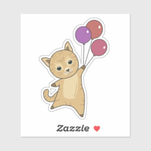 Cat Flies Up With Colourful Balloons