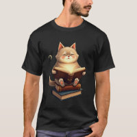 Cat Floating in Space Reading Book Cosmic Constell