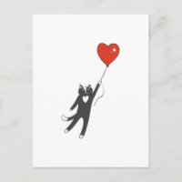 Cat floating tied to a balloon - Choose back colou