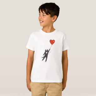 Cat floating tied to a balloon - Choose back colou T-Shirt