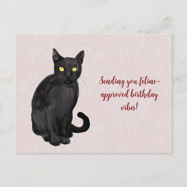 Cat floral background postcard (Front)