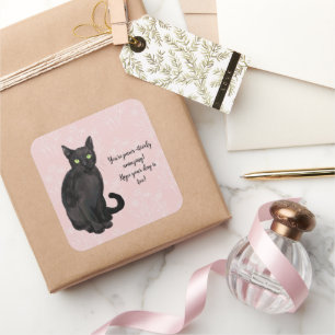 Cat floral background square sticker