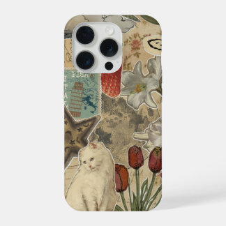 Cat Floral Collage Pattern – Cute Artistic Design iPhone 15 Pro Case