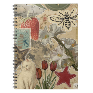 Cat Floral Collage Pattern – Cute Artistic Design Notebook