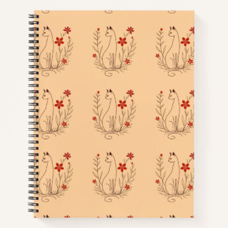 Cat Floral Spiral Notebook