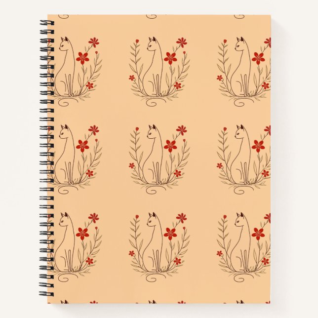 Cat Floral Spiral Notebook (Front)