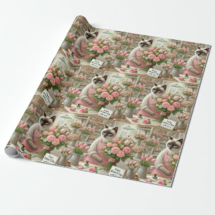 Cat Florist Flower for Mother's Day Wrapping Paper