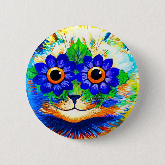 Cat Flower Eyes 6 Cm Round Badge (Front)