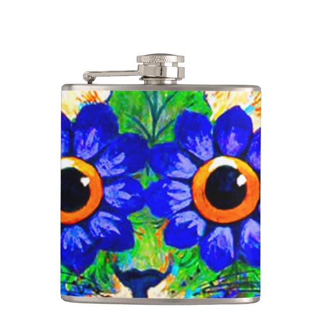 Cat Flower Eyes Hip Flask (Front)